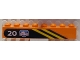 Part No: 3007pb02R  Name: Brick 2 x 8 with Diagonal Yellow Stripes, White '20' and Arctic Logo on Black Background Pattern Model Right Side (Sticker) - Set 6520