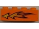 Part No: 3010pb139L  Name: Brick 1 x 4 with Orange Flame Pattern Model Left Side (Sticker) - Set 8186
