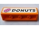 Part No: 30413pb064  Name: Panel 1 x 4 x 1 with Dark Pink Donut / Doughnut and Black 'DONUTS' on White Background Pattern (Sticker) - Set 71016