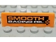 Part No: 30413pb080  Name: Panel 1 x 4 x 1 with Orange 'SMOOTH' and White 'RACING OIL' on Black Rectangle Pattern (Sticker) - Set 60103