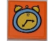 Lot ID: 378877531  Part No: 3068pb0510  Name: Tile 2 x 2 with Medium Blue and Yellow Alarm Clock Pattern (Sticker) - Set 3818