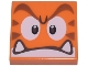Part No: 3068pb2179  Name: Tile 2 x 2 with Angry Reddish Brown Eyebrows, Dark Brown and White Eyes, Closed Mouth with Bottom Fangs Pattern (Super Mario Cat Goomba Face)