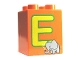Part No: 31110pb047  Name: Duplo, Brick 2 x 2 x 2 with Letter E and Elephant Pattern