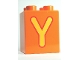 Part No: 31110pb067  Name: Duplo, Brick 2 x 2 x 2 with Letter Y Pattern