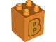 Lot ID: 381387447  Part No: 31110pb145  Name: Duplo, Brick 2 x 2 x 2 with Bright Light Orange Capital Letter B with Reddish Brown Outline Pattern