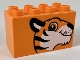 Part No: 31111pb041  Name: Duplo, Brick 2 x 4 x 2 with Tiger Head Pattern