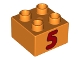 Part No: 3437pb067  Name: Duplo, Brick 2 x 2 with Number 5 Red Pattern