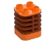 Part No: 35110pb01  Name: Duplo Brick 2 x 2 x 2 Ribbed - Center Flush with Edge with Molded Flexible Rubber Dark Orange Fins Pattern