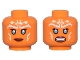 Part No: 3626pb3477  Name: Minifigure, Head Dual Sided Alien Female SW Togruta with Black Eyelashes, Dark Azure Eyes, Reddish Brown Lips, White Markings, Grin / Angry Bared Teeth Pattern
