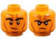 Part No: 3626pb3673 Name: Minifigure, Head Dual Sided Black Bushy Eyebrows, Dark Orange Forehead Markings, Dark Red Contour Lines, Lopsided Grin / Frown Pattern Part No: 3626pb3673 Name: Minifigure, Head Dual Sided Black Bushy Eyebrows, Dark Orange Forehead Markings, Dark Red Contour Lines, Lopsided Grin / Frown Pattern