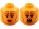 Part No: 3626pb3679 Name: Minifigure, Head Dual Sided Female Black Eyebrows, Dark Orange Forehead Markings, Dark Red Lips and Contour Lines, Lopsided Grin / Scowl Pattern Part No: 3626pb3679 Name: Minifigure, Head Dual Sided Female Black Eyebrows, Dark Orange Forehead Markings, Dark Red Lips and Contour Lines, Lopsided Grin / Scowl Pattern