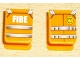 Part No: 3840pb07  Name: Minifigure Vest with Straps, Fire Logo, and White 'FIRE' Pattern (Stickers) - Sets 7043 / 7046