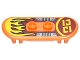 Part No: 42511pb16  Name: Minifigure, Utensil Skateboard Deck with Yellow Flames and Silver Foot Plates Pattern (Sticker) - Set 70592