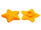Lot ID: 361047500  Part No: 45463pb03  Name: Clikits, Icon Star 2 x 2 Small with Pin, Frosted with Radiating Yellow Dots Pattern