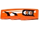 Part No: 61678pb081R  Name: Slope, Curved 4 x 1 with Black and White Stripes and 2 Orange Headlights Pattern Model Right Side (Sticker) - Set 70224