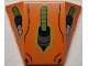 Lego part: Wedge 4 x 3 Triple Curved No Studs with Lizard Shaped Lime, Dark Blue and Silver Eyes and Nose and Black Nostrils Pattern (Sonic the Hedgehog Biolizard Face)