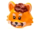 Part No: 73235pb02  Name: Minifigure, Head, Modified Cat with Dark Red Hair and Whiskers, White Markings on Ears and Muzzle and Red Tongue Pattern
