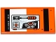 Part No: 87079pb0216L  Name: Tile 2 x 4 with Lever, Orange Light, Sprocket and Chain Pattern (Sticker) - Set 70224