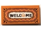 Part No: 87079pb1581  Name: Tile 2 x 4 with Mat with Reddish Brown 'WELCOME' on White Background Pattern (Sticker) - Set 41717