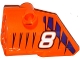 Part No: 87080pb031  Name: Technic, Panel Fairing # 1 Small Smooth Short, Side A with White Number '8' and Dark Purple Tiger Stripes Pattern (Sticker) - Set 42048