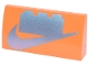Part No: 88930pb201  Name: Slope, Curved 2 x 4 x 2/3 with Bottom Tubes with Metallic Light Blue Nike Swoosh Logo and 1 x 3 Brick with Metallic Pink Dot Gradient Pattern