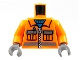 Part No: 973pb0263c02  Name: Torso Town Construction Zipper Vest with Pockets and Blue Shirt Pattern / Orange Arms / Dark Bluish Gray Hands