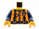 Lot ID: 135913108  Part No: 973pb0302c01  Name: Torso Rescue Coast Guard Logo Pattern / Dark Blue Arms / Orange Hands