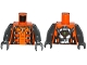 Part No: 973pb1765c01  Name: Torso Spacesuit with Brown and Orange Straps and Green Light on Reverse Pattern / Dark Bluish Gray Arms / Dark Bluish Gray Hands