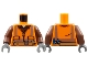 Part No: 973pb1905c01  Name: Torso Safety Vest with Reflective Stripes, Reddish Brown Shirt, Medium Nougat Belt with Pouch and Pliers Pattern / Reddish Brown Arms / Dark Bluish Gray Hands