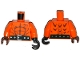 Part No: 973pb2368c01  Name: Torso Ninjago Bare Chest with Muscles Outline, Scars, Dark Green Belt on Front and Back Pattern / Orange Arms / Reddish Brown Hand Right / Pearl Dark Gray Hook Left