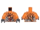 Part No: 973pb2614c01  Name: Torso Ninjago Armor with Rivets, Clock and 4 Orange Snakes with Red Eyes and White Fangs Pattern / Orange Arms / Dark Bluish Gray Hands