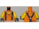 Part No: 973pb2922c01  Name: Torso Town Miners with Sleeveless T-Shirt over Muscles with Dark Blue Suspender Straps Pattern / Yellow Arms / Dark Bluish Gray Hands