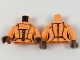 Part No: 973pb3086c01  Name: Torso Female with Black Panel Lines and White Zipper Pattern / Orange Arms / Reddish Brown Hands