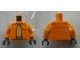 Part No: 973pb4108c01  Name: Torso SW Jacket with Pocket, Belt and Shirt Pattern (Ponda Baba) / Orange Arms / Dark Bluish Gray Hands