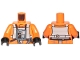 Part No: 973pb4120c01  Name: Torso SW Rebel Pilot with Angled Front Panel, Black and White Belts with Buckles on Back Pattern / Orange Arms / Black Hands