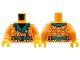 Lot ID: 351915624  Part No: 973pb4759c01  Name: Torso Coat with Dark Turquoise Lapels and Belt, Silver Studs, Zipper and Buckle, Tan Scales Pattern / Orange Arms / Yellow Hands