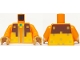 Part No: 973pb5439c01  Name: Torso Pixelated Dark Brown and Bright Light Orange Armor with Gold Trim and Dark Turquoise Neck Pattern / Orange Arms / Medium Nougat Hands