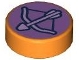 Part No: 98138pb412  Name: Tile, Round 1 x 1 with Lavender Bow and Arrow on Medium Lavender Background Pattern