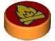 Part No: 98138pb413  Name: Tile, Round 1 x 1 with Yellow Campfire on Red Background Pattern