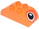Part No: 98223pb048  Name: Duplo, Brick 2 x 4 Slope Curved Double with Black and White Eye with Reddish Orange Patch Pattern on Both Sides