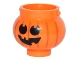 Part No: 98374pb03  Name: Minifigure, Utensil Pot Small with Handle Holders and Pumpkin Jack O' Lantern with Round Eyes Pattern