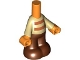 Part No: bb1357pb019  Name: Micro Doll, Body with Molded Tan Top and Reddish Brown Pants and Printed Dark Orange Stripes Pattern