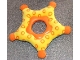 Part No: pri052  Name: Primo Cloth Star with Yellow Lining and Orange Tips, Orange Center and Orange Rings Pattern