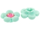 Part No: 45453c02  Name: Clikits, Icon Flower 5 Petals 2 x 2 Small with Pin, Frosted with Glued Trans-Pink Center Faceted Gem