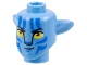 Lot ID: 379701574  Part No: 1576pb11  Name: Minifigure, Head, Modified Alien Na'vi with Yellow Eyes, Silver Spots, Blue Markings, Smirk with Left Corner Lifted Pattern