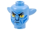Part No: 1576pb14  Name: Minifigure, Head, Modified Alien Na'vi with Yellow Eyes, Blue Markings, Frown Pattern