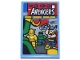 Lego part: Tile 2 x 3 with Comic Book with Loki, Iron Man, Hulk, Thor, and White 'AVENGERS' Pattern (Sticker) - Set 76269