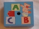 Part No: 33031pb03  Name: Container, Box 3.5 x 3.5 x 1.3 with Hinged Lid with ABC and Teddy Bear Pattern (Sticker) - Set 3290