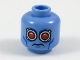 Part No: 3626cpb1742  Name: Minifigure, Head Alien with Red Eyes, Silver Goggles and Blue Cheek Lines Pattern (Mr. Freeze) - Hollow Stud