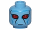 Part No: 3626pb1476  Name: Minifigure, Head Alien with SW Duros Dark Azure Facial Lines, Large Red Eyes, and Slight Grin Pattern
